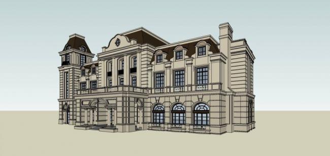 Sketchup商业模型|多层商业会所，法式，古典风格