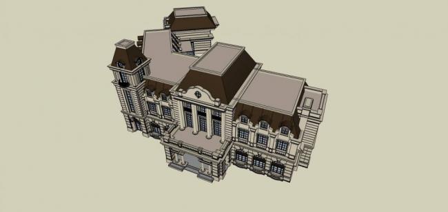 Sketchup商业模型|多层商业会所，法式，古典风格