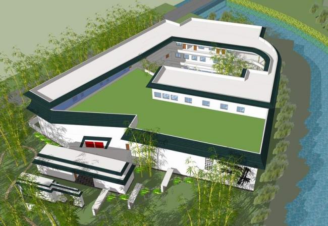 Sketchup文化模型|多层文化馆，图书馆，新中式风格