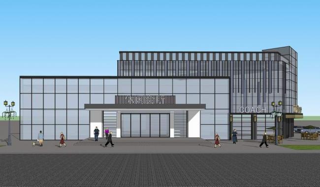 Sketchup商业模型|多层休闲会所，立面设计，拐角商业会所，现代风格