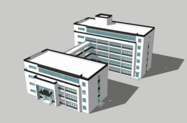 Sketchup办公模型|多层办公楼，新中式风格，徽派-BIM建筑网