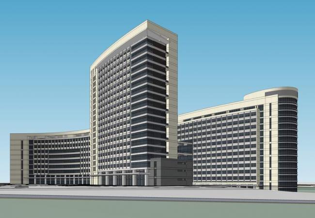 Sketchup医院模型|柳州中医院，多层高层混合，医疗建筑，现代风格