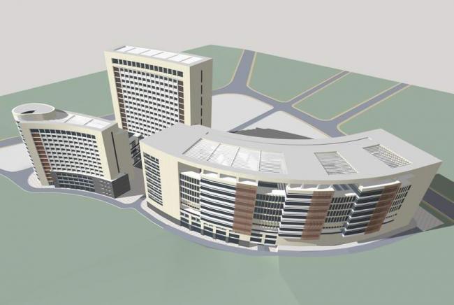 Sketchup医院模型|柳州中医院，多层高层混合，医疗建筑，现代风格