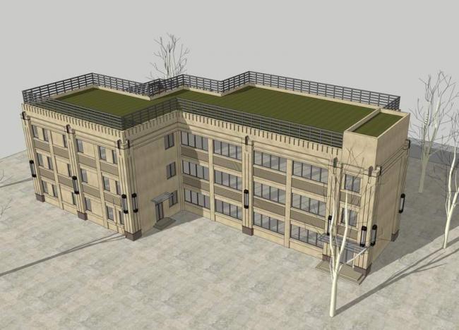 Sketchup办公模型|多层小型办公楼，会所，新古典风格