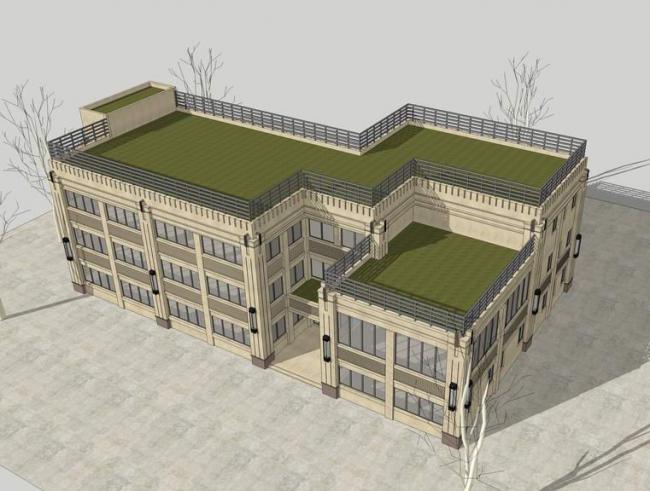 Sketchup办公模型|多层小型办公楼，会所，新古典风格