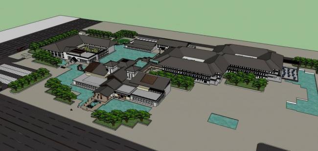 Sketchup酒店模型|多层酒店，中式风格