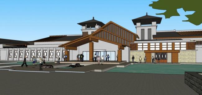 Sketchup酒店模型|多层酒店，中式风格