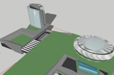 Sketchup体育馆模型|多层体育馆，舟山普陀体育中心，现代风格-BIM建筑网