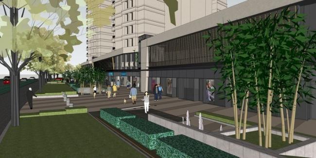 Sketchup住宅模型|高层住宅，底层商业，现代风格，居住建筑