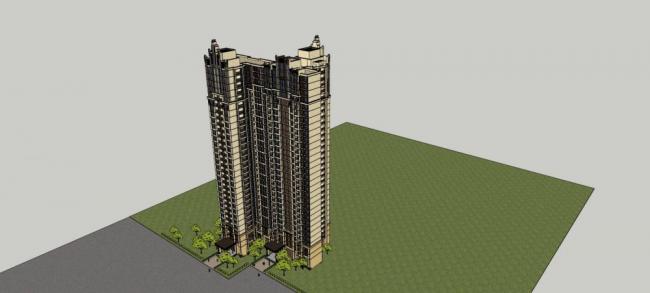 Sketchup住宅模型|高层住宅楼，新古典风格，居住建筑