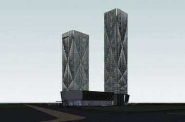 Sketchup办公模型|超高层办公楼，酒店，商业裙房，现代风格-BIM建筑网