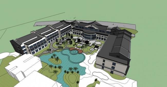 Sketchup酒店模型|多层酒店，办公，中式风格