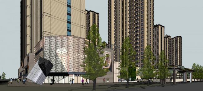 Sketchup住宅模型|高层住宅，综合小区，底层商业，居住建筑，新古典风格