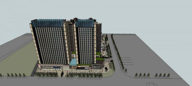 Sketchup住宅模型|高层住宅，综合小区，底层商业，居住建筑，新古典风格