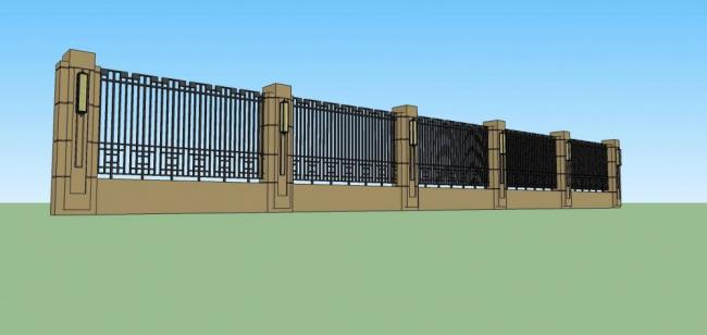 Sketchup素材模型|围墙，构件，围栏，景观素材