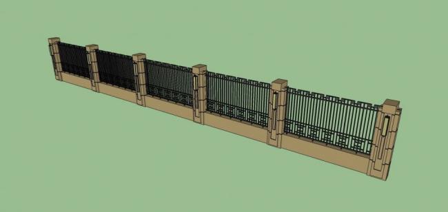 Sketchup素材模型|围墙，构件，围栏，景观素材