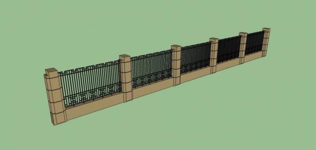 Sketchup素材模型|围墙，构件，围栏，景观素材