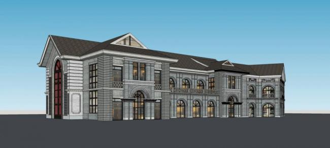 Sketchup商业模型|民国风格，多层商业楼，新中式风格