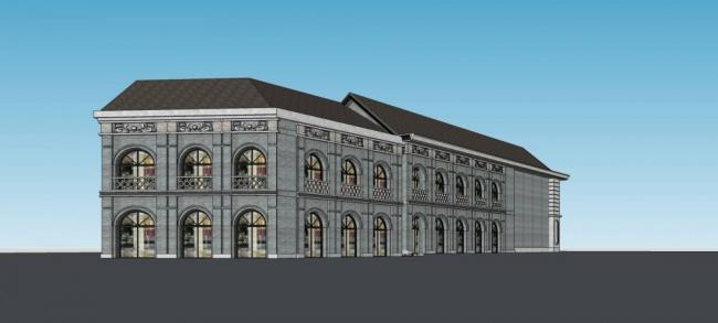 Sketchup商业模型|民国风格，多层商业楼，新中式风格