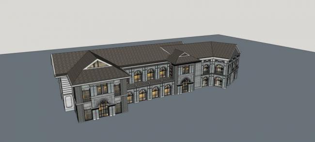 Sketchup商业模型|民国风格，多层商业楼，新中式风格