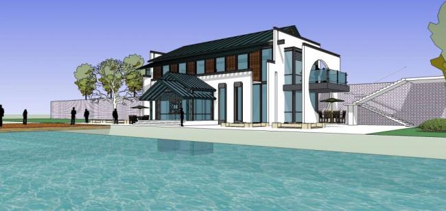 Sketchup商业模型|多层会所，商业建筑，新中式风格