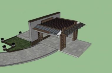 Sketchup素材模型|构件,门头,入口,中式风格，大门-BIM建筑网
