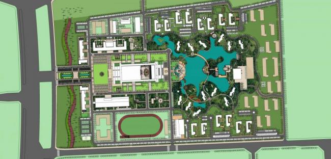 Sketchup景观模型|大学规划及景观，现代风格，教育建筑