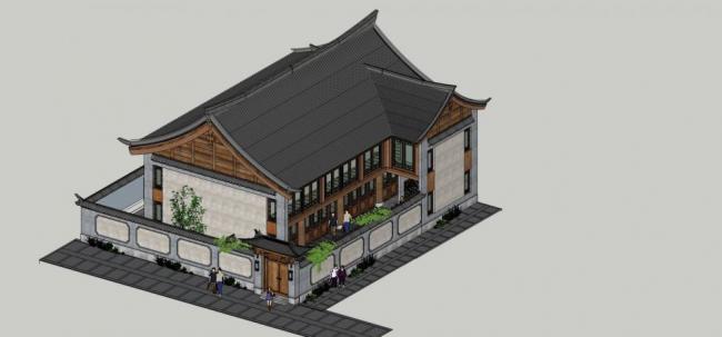 Sketchup别墅模型|独栋别墅，中式风格