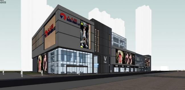 Sketchup商业模型|多层商业建筑，现代风格