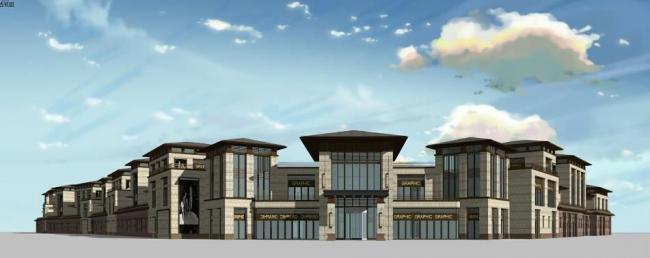 Sketchup商业模型|多层天街商业，欧式风格，新古典主义