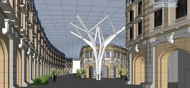 Sketchup商业模型|多层商业街，南洋风格，欧式风格