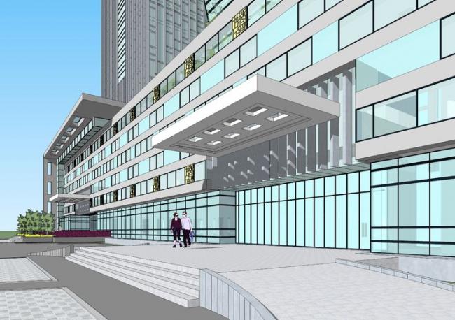 Sketchup办公模型|多层高层混合，办公写字楼，现代风格