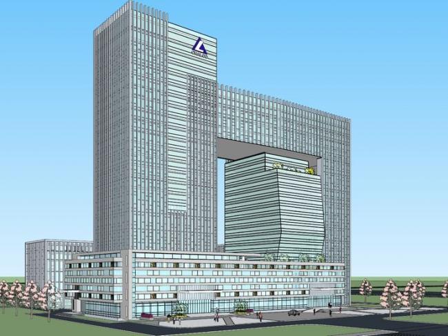Sketchup办公模型|多层高层混合，办公写字楼，现代风格