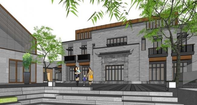 Sketchup商业模型|多层商业街，中式风格