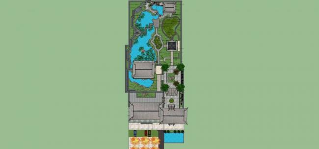 Sketchup景观模型|中式园林景观