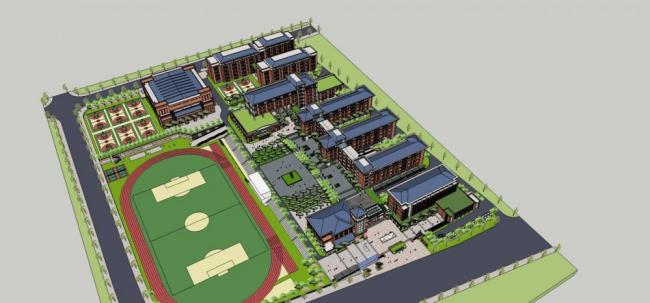 Sketchup学校模型|多层学校中学，教学楼，欧式风格，教育建筑