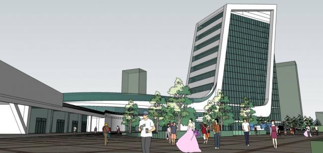 Sketchup车站路桥|多层高层混合，酒店办公，汽车站，枢纽站，现代风格，交通建筑