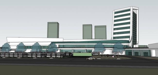 Sketchup车站路桥|多层高层混合，酒店办公，汽车站，枢纽站，现代风格，交通建筑