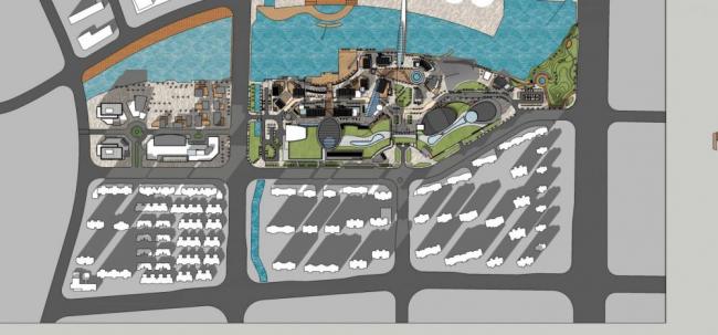 Sketchup综合体模型|滨江综合商业街，酒店办公，商场，裙房，多层高层混合，现代风格