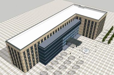 Sketchup办公模型|多层L型办公楼，现代风格-BIM建筑网