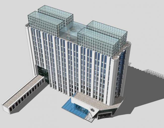 Sketchup办公模型|高层行政办公大楼，现代风格