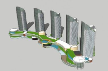 Sketchup办公模型|高层办公楼，写字楼，现代风格-BIM建筑网