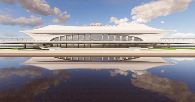 Sketchup车站路桥|多层汽车站，交通建筑，市政设施，现代风格