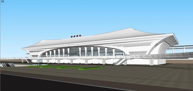 Sketchup车站路桥|多层汽车站，交通建筑，市政设施，现代风格