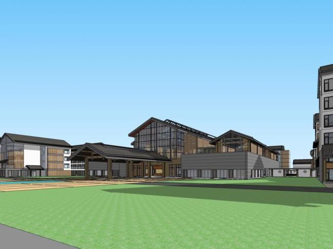 Sketchup住宅模型|多层老年公寓，中式风格，居住建筑