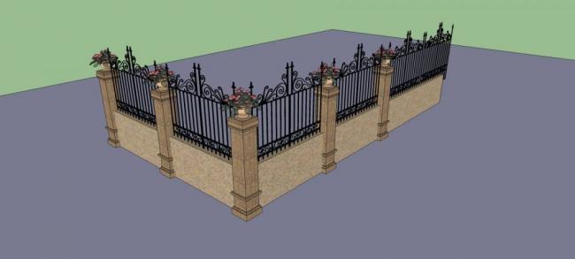 Sketchup素材模型|围墙护栏，欧式，古典风格，构件