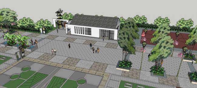 Sketchup小品模型|公共厕所，中式风格