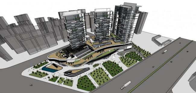 Sketchup办公模型|高层商业办公楼，写字楼，多层商业，现代风格