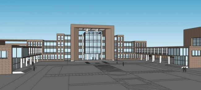 Sketchup学校模型|中海小学，多层学校教学楼，教育建筑，现代风格