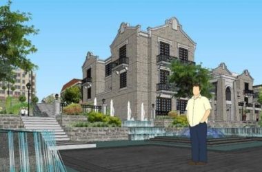 Sketchup商业模型|老镇水街，民国风，多层商业街，新中式风格-BIM建筑网